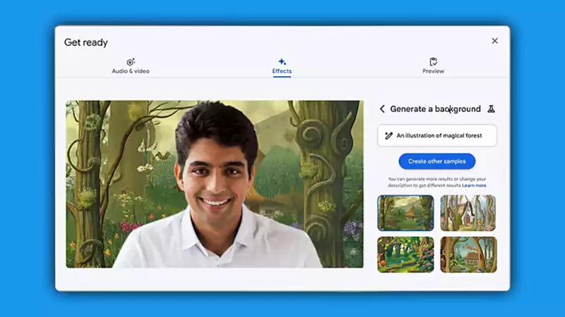 With Google Meet now, you can create an AI-generated background.